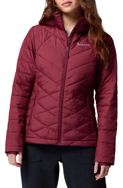 Columbia Heavenly Water Resistant Insulated Coat In Burgundy