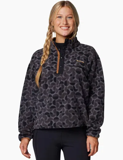 Columbia Helvetia Ii Cropped Sherpa Half Snap Printed Fleece In Black