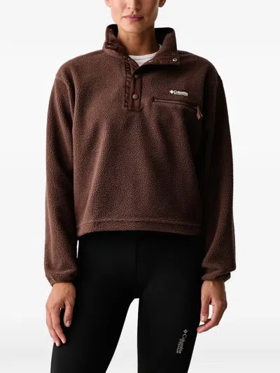 Columbia Helvetia Ii Fleece-texture Logo-patch Sweater In Brown