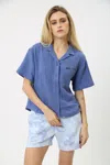 Columbia Holly Hideaway Breezy Shirt Top Womens Blue Cotton Button Up Fts649 In Blue