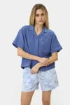 Columbia Holly Hideaway Breezy Shirt Top Womens Blue Cotton Button Up Fts649 In Blue