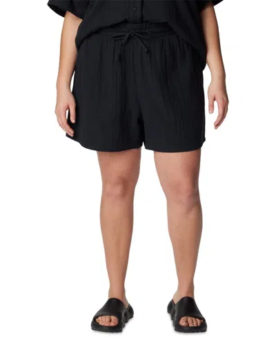 Columbia Holly Hideaway Breezy Shorts Womens Black Cotton Drawstring Fts582f