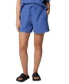 Columbia Holly Hideaway Breezy Shorts Womens Blue Cotton Drawstring Waist Fts603 In Blue