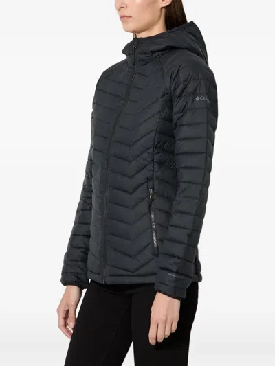 Columbia Hooded Chevron-quilted Puffer Jacket In Black
