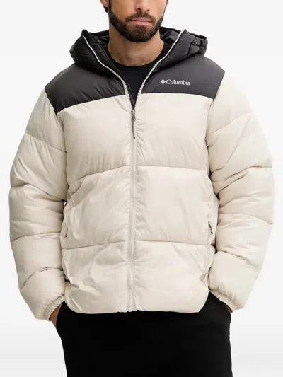 Columbia Hooded Colour-block Padded Jacket In Neutral