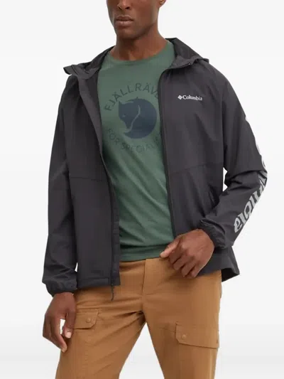 Columbia Hooded Logo-sleeve Jacket In Gray
