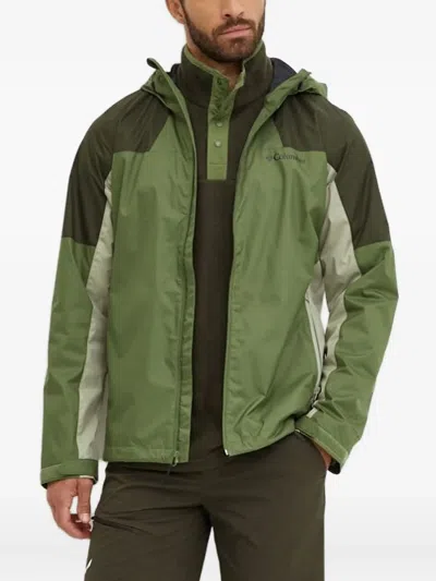 Columbia Hooded Panelled Jacket In Green