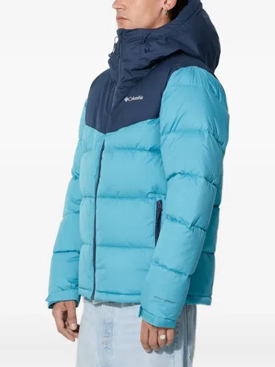 Columbia Iceline Ridge Hooded Puffer Jacket In Blue