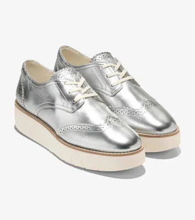Columbia Kids Cole Haan Grand City Oxford Silver Leather Wingtip Platform Shoes Zogg413 In Animal Print