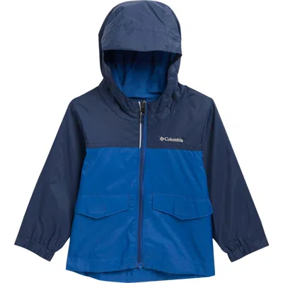 Columbia Kids' Rain-zilla Ii Hooded Jacket In Collegiate Navy/ Mountain Blue