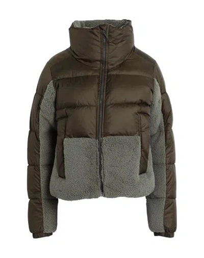 Columbia Leadbetter Point Sherpa Hybrid Woman Down Jacket Military Green Size L Polyester