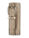 Columbia Leather Mesh-lined Belt In Taupe
