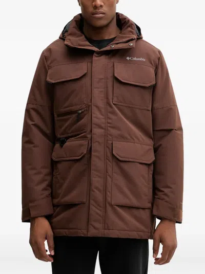Columbia Logo-print Flap-pockets Jacket In Brown