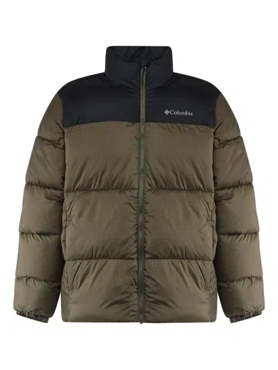 Columbia Logo Print Padded Jacket In Green