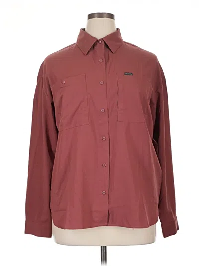Pre-owned Columbia Long Sleeve Blouse In Burgundy