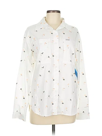 Pre-owned Columbia Long Sleeve Blouse In White