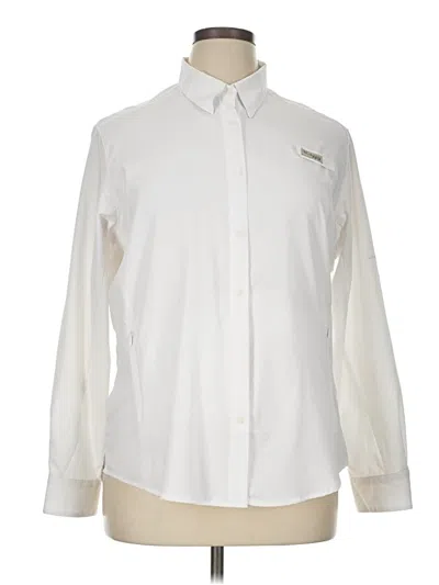 Pre-owned Columbia Long Sleeve Blouse In White