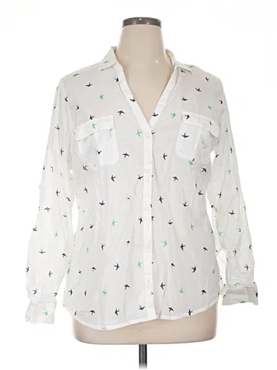 Pre-owned Columbia Long Sleeve Blouse In White
