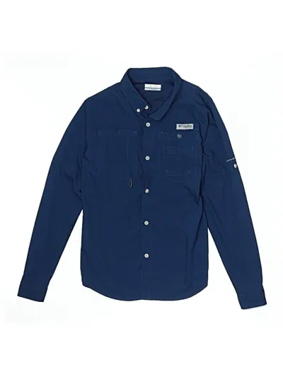 Pre-owned Columbia Kids' Long Sleeve Button Down Shirt In Blue
