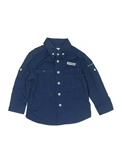 Pre-owned Columbia Kids' Long Sleeve Button Down Shirt In Blue