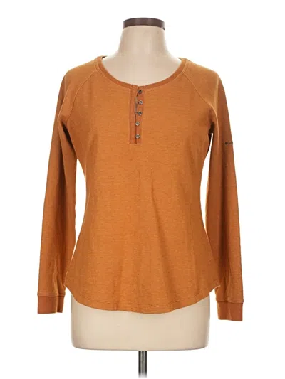 Pre-owned Columbia Long Sleeve Henley Shirt In Brown