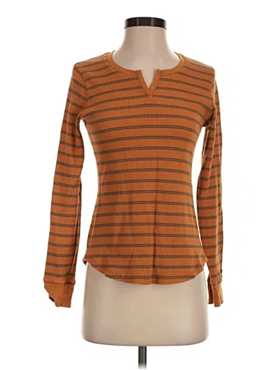 Pre-owned Columbia Long Sleeve Henley Shirt In Brown