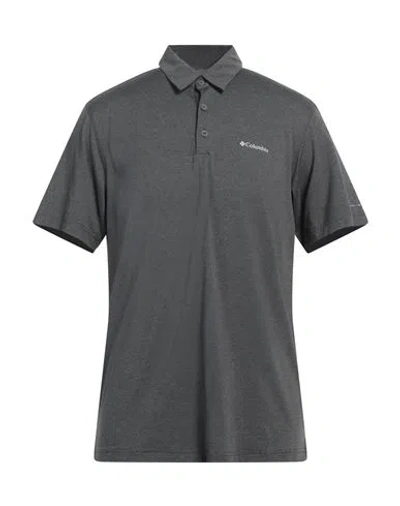Columbia Man Polo Shirt Lead Size S Polyester, Elastane In Grey