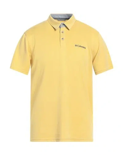 Columbia Man Polo Shirt Yellow Size L Modal, Polyester, Cotton In Yellow