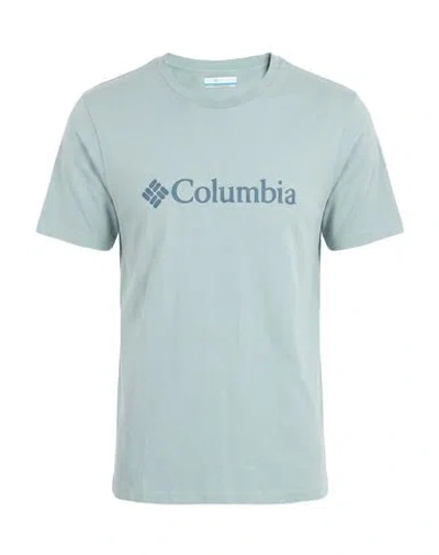 Columbia Man T-shirt Light Green Size M Organic Cotton In Blue