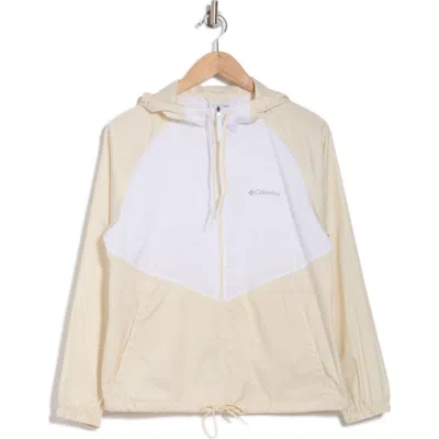 Columbia May Valley Ii Water Repellent Windbreaker Jacket In Chalk/white