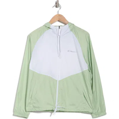 Columbia May Valley Ii Water Repellent Windbreaker Jacket In Sage Leaf/white