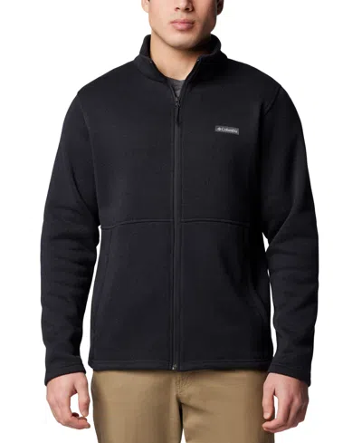 Columbia Men's Alto Pass Textured Knit Sweater Fleece Zip-front Jacket In Black