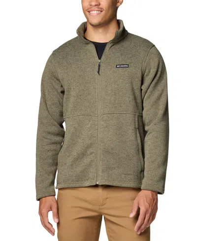 Columbia Men's Alto Pass Textured Knit Sweater Fleece Zip-front Jacket In Stone Green