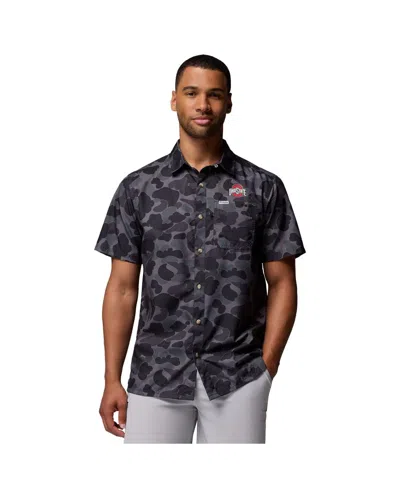 Columbia Men's Black Ohio State Buckeyes Super Slack Tide Omni-wick Button-up Shirt