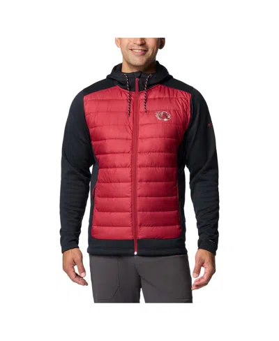 Columbia Men's Black/garnet South Carolina Gamecocks Out-shield Hybrid Full-zip Hoodie Jacket In Black,garnet