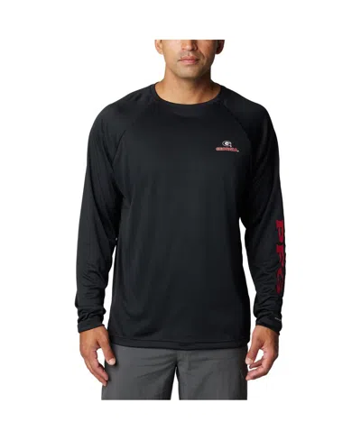 Columbia Men's  Black Georgia Bulldogs Terminal Tackle Omni-shade Raglan Long Sleeve T-shirt