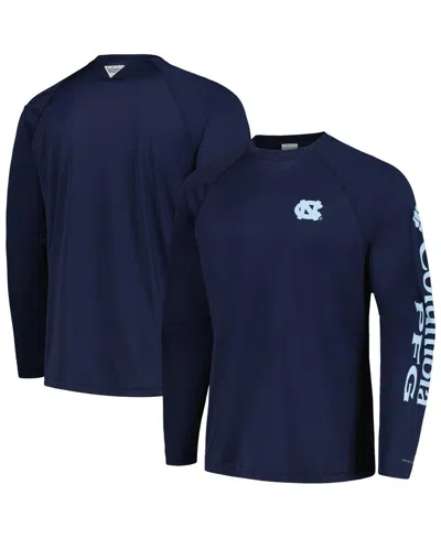 Columbia Men's  Blue North Carolina Tar Heels Terminal Tackle Omni-shade Raglan Long Sleeve T-shirt