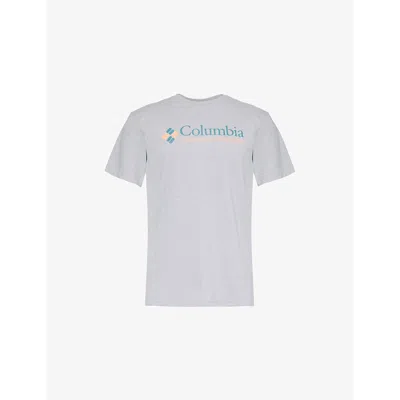 Columbia Mens  Grey Basic Logo-print Short-sleeve Organic-cotton T-shirt