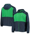 COLUMBIA MEN'S COLUMBIA NAVY, GREEN NOTRE DAME FIGHTING IRISH FLASH FORWARD HOODIE FULL-ZIP LIGHTWEIGHT WINDB