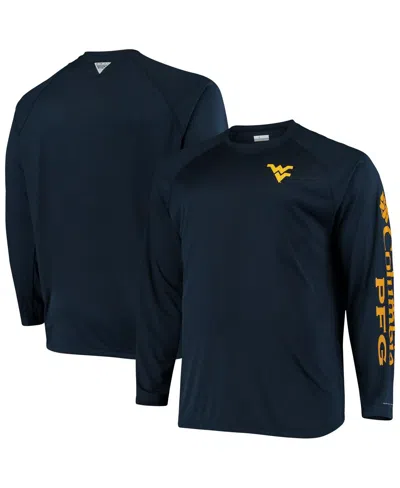 Columbia Men's  Navy West Virginia Mountaineers Big And Tall Terminal Tackle Long Sleeve Omni-shade T