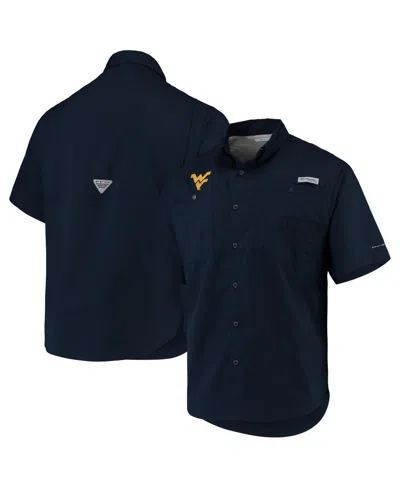 Columbia Men's  Navy West Virginia Mountaineers Pfg Tamiami Omni-shade Button-down Shirt
