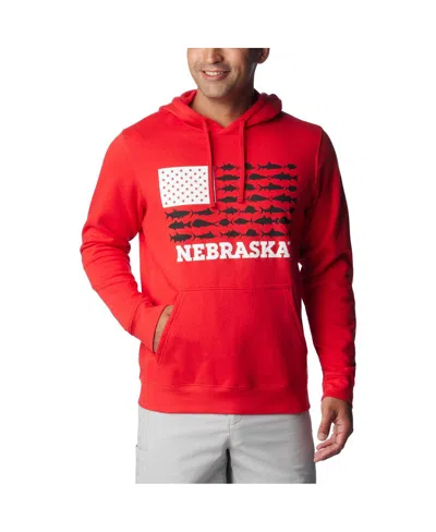 Columbia Men's  Scarlet Nebraska Huskers Pfg Fish Flag Ii Pullover Hoodie