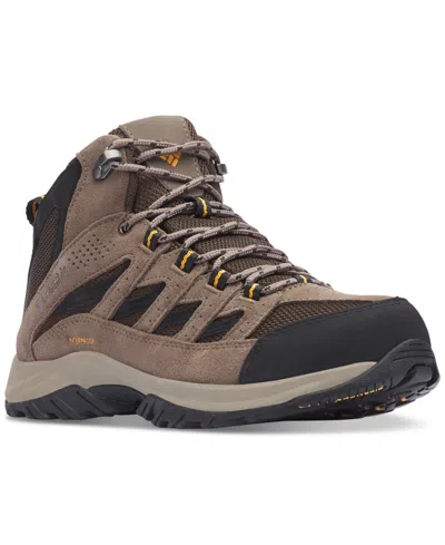 Columbia Crestwood Mid Mens Leather Waterproof Hiking Shoes In Cordovan,squash