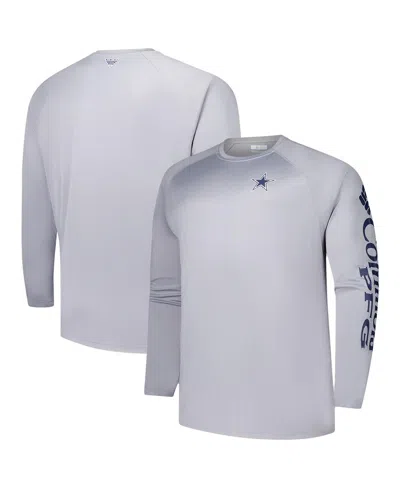 Columbia Men's Gray Dallas Cowboys Big & Tall Terminal Tackle Omni-shade Raglan Long Sleeve T-shirt In Blue