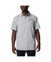 Columbia Men's Gray Lsu Tigers Pfg Slack Tide Omni-shade Button-up Camp Shirt In Gray