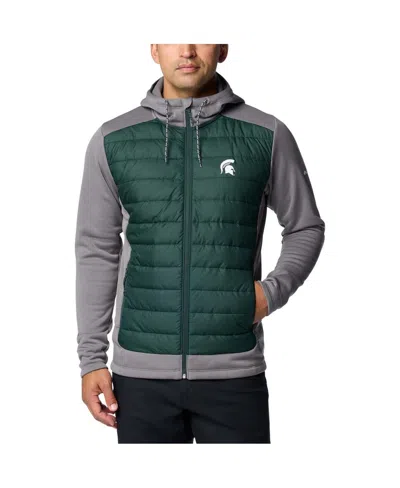 Columbia Men's Green/gray Michigan State Spartans Out-shield Hybrid Full-zip Hoodie Jacket In Multi
