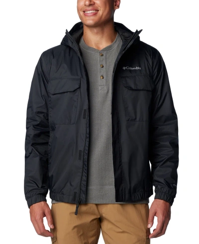 Columbia Men's Lava Canyon Omni-tech Full-zip Hooded Rain Jacket In Black