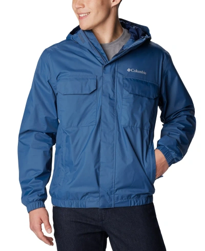 Columbia Men's Lava Canyon Omni-tech Full-zip Hooded Rain Jacket In Dark Mountain