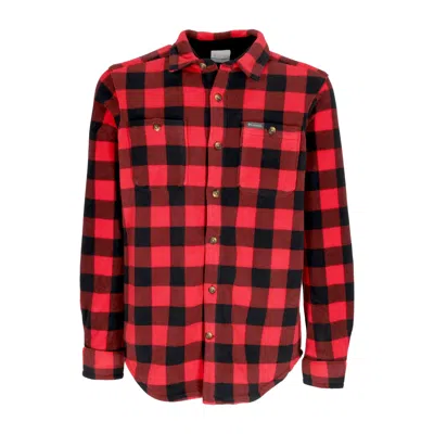 Columbia Men's Long Sleeve Shirt Flare Gun Fleece Over Shirt Mountain Red Check