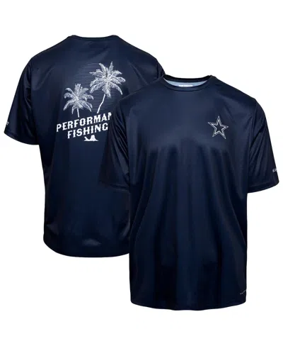 Columbia Men's Navy Dallas Cowboys Terminal Tackle Performance Fishing Omni-shade T-shirt